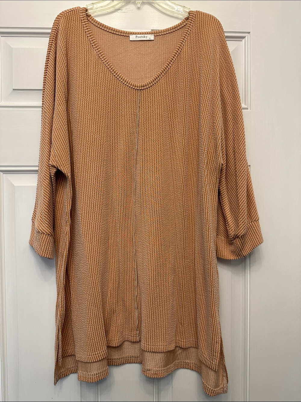 Poetry Caramel Knit V-Neck Tunic
